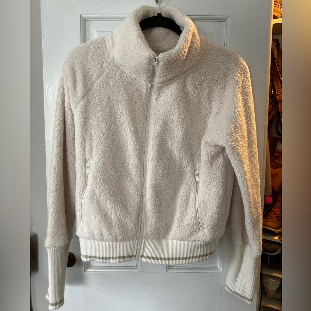 Like New Athleta Ivory Fleece Zip-up